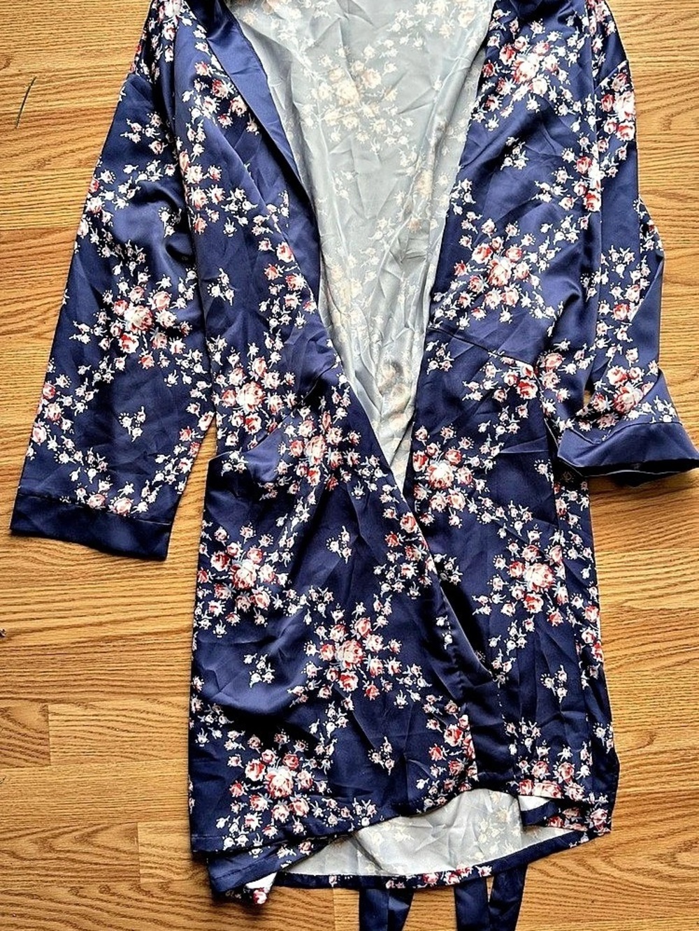 Morgan Lane x Fab Fit Fun Floral Hooded Robe in Blue & Pink OS